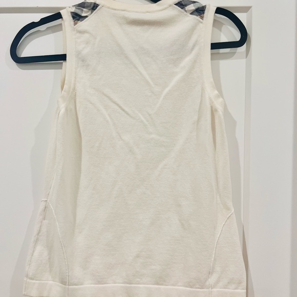 Burberry London Cream Sleeveless Knit Top Nova Checker Shoulder Detail - Picture 3 of 5